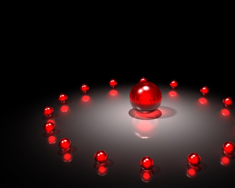 Red Spheres on Dark Surface — Dramatic, 3d Render