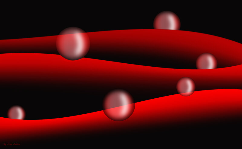Red Spheres on Waves