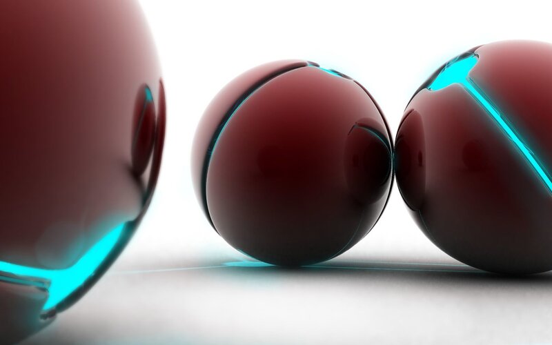 Red Spheres with Blue Light