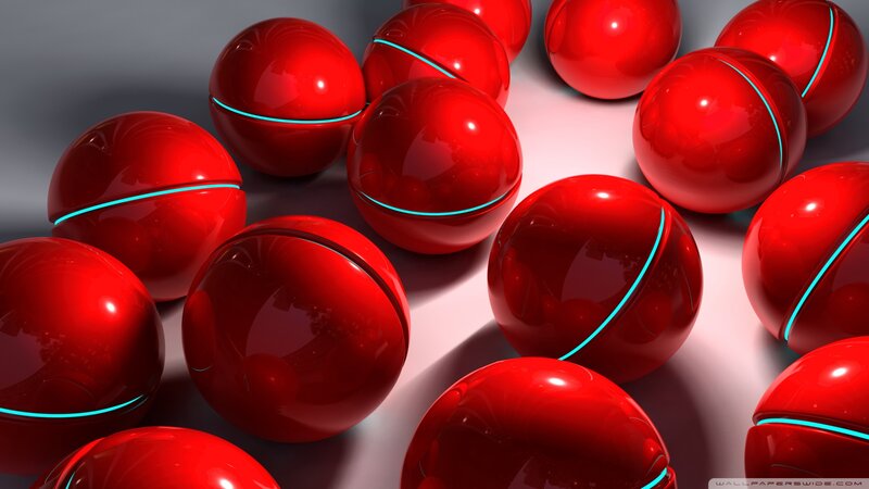 Red Spheres with Glowing Lines — Neutral