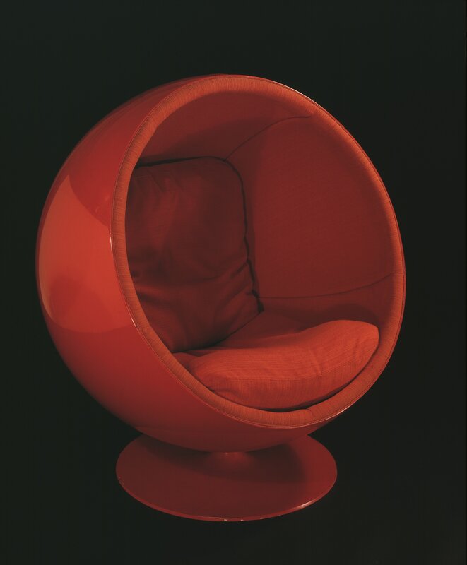 Red spherical chair