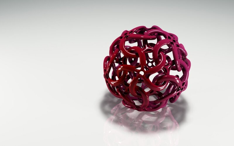 Red Spherical Sculpture — Neutral, 3d Render