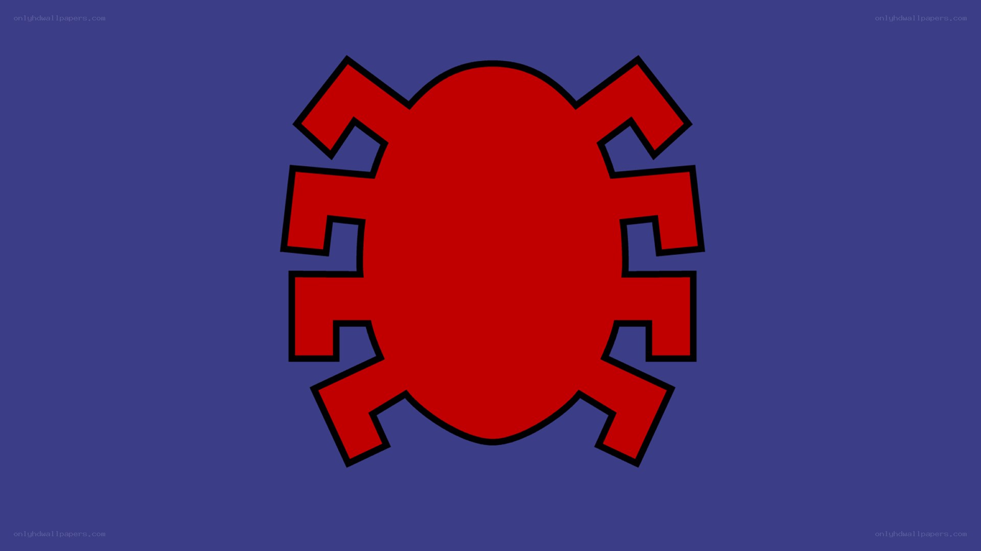 red spider symbol on blue