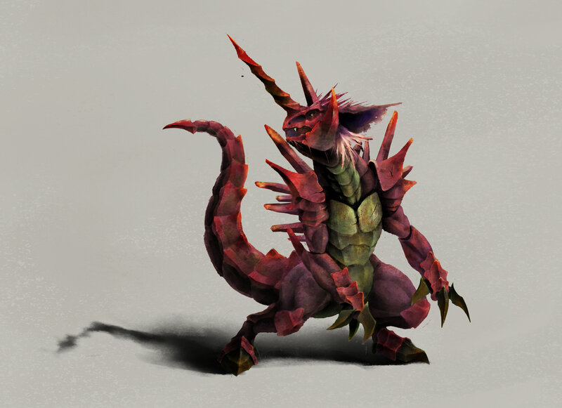 red spiky dragon creature