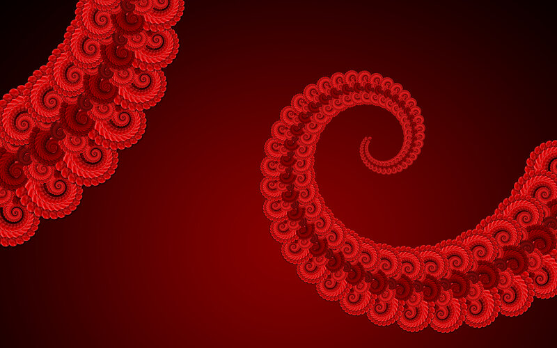 Red Spiral Fractal Patterns