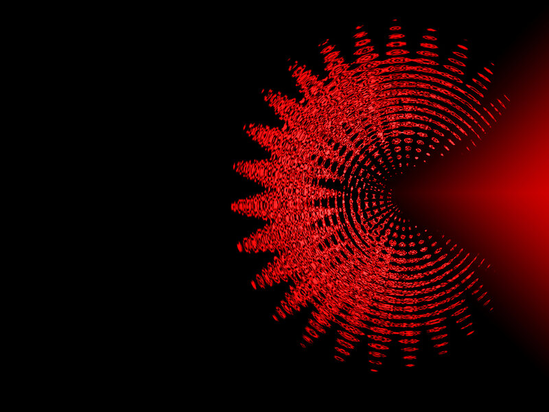 Red spiral pattern on black