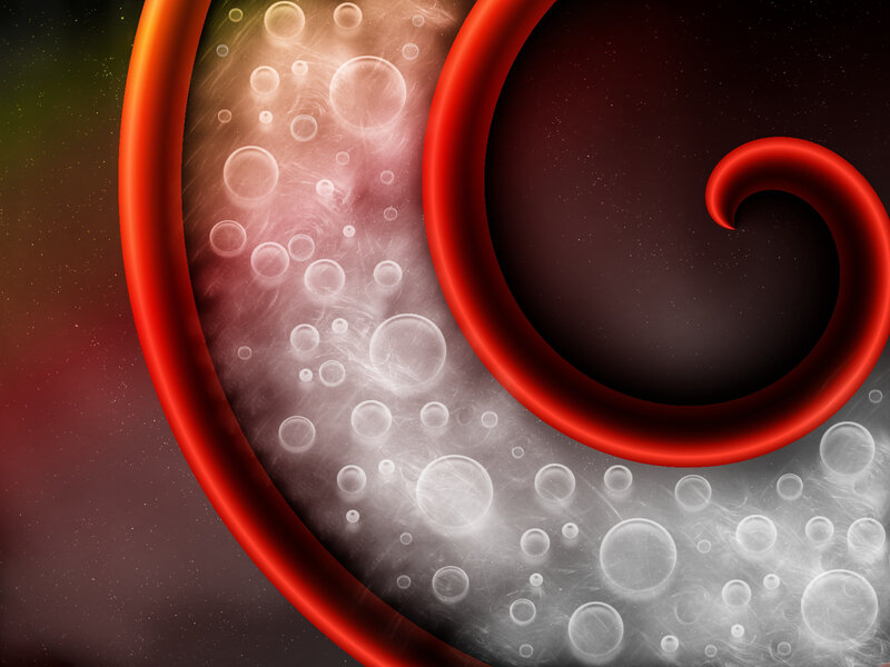 Red Spiral with Bubbles