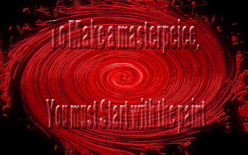 Red spiral with quote