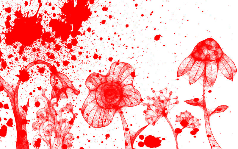 Red splatter floral art
