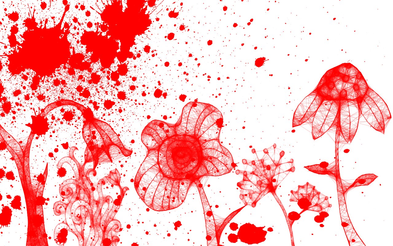Red splatter floral art