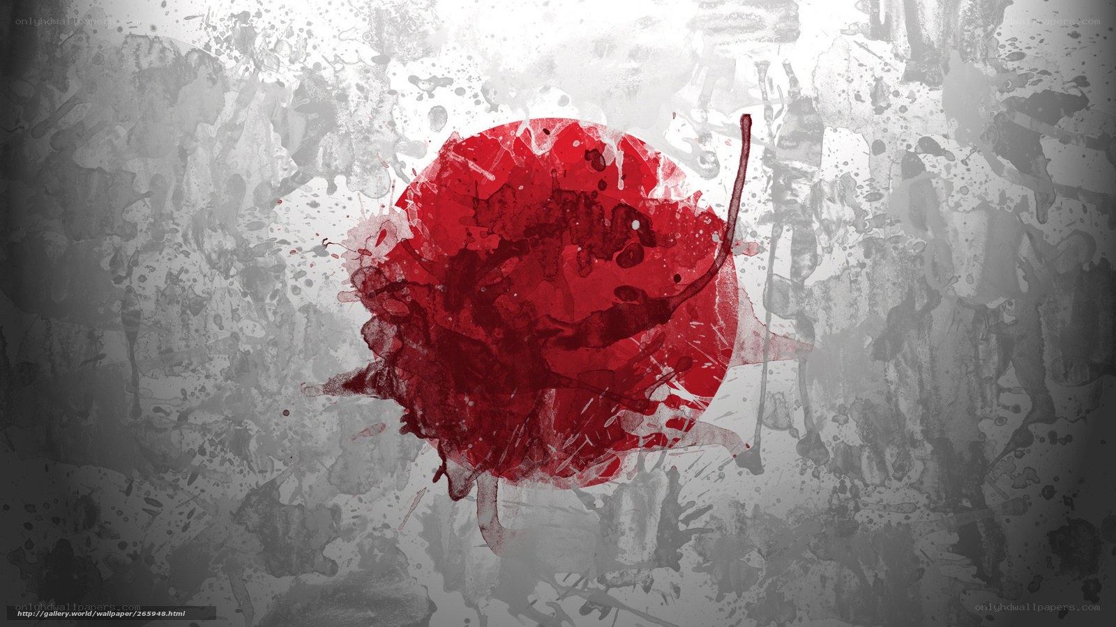 Red splatter on gray background