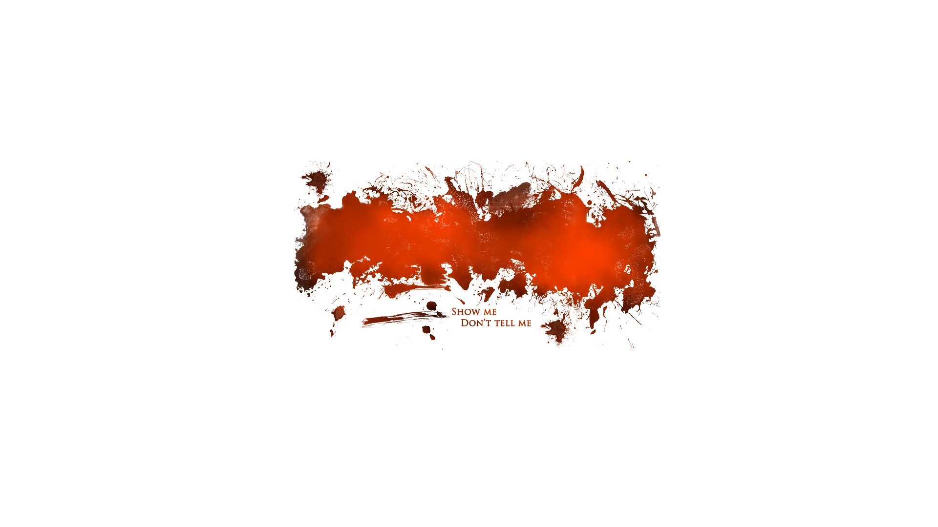 red splatter with text