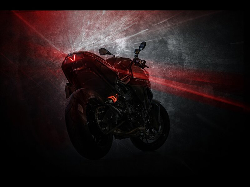 Red Sport Motorcycle — Black, Dramatic
