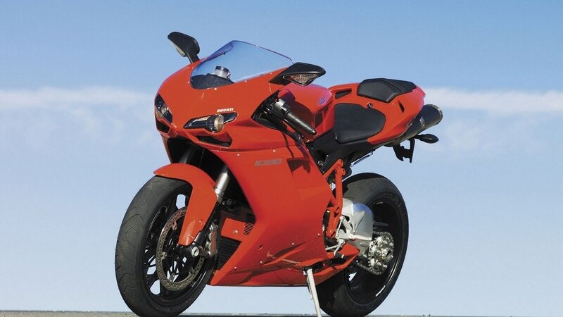 Red Sport Motorcycle — Clear, Afternoon