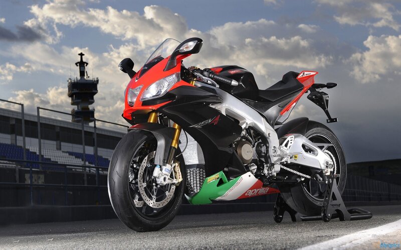 Red Sport Motorcycle — Dramatic, Afternoon, Photograph, Racetrack, Grandstand