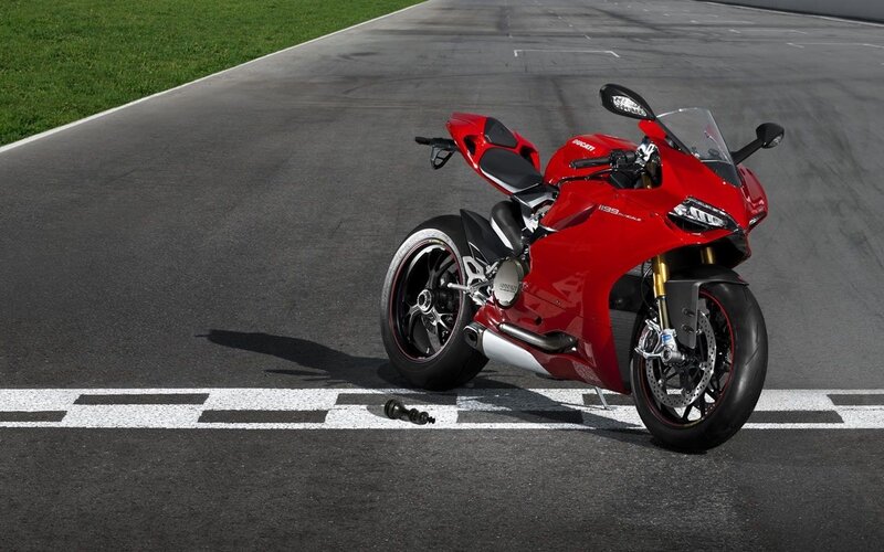 Red Sport Motorcycle — Dramatic, Afternoon, Photograph, Racetrack, Grass