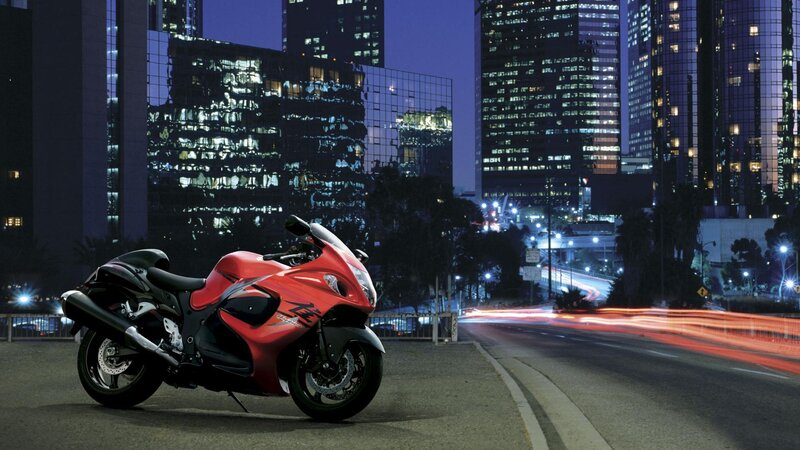 Red Sport Motorcycle — Dramatic, Night, Photograph, City Skyline