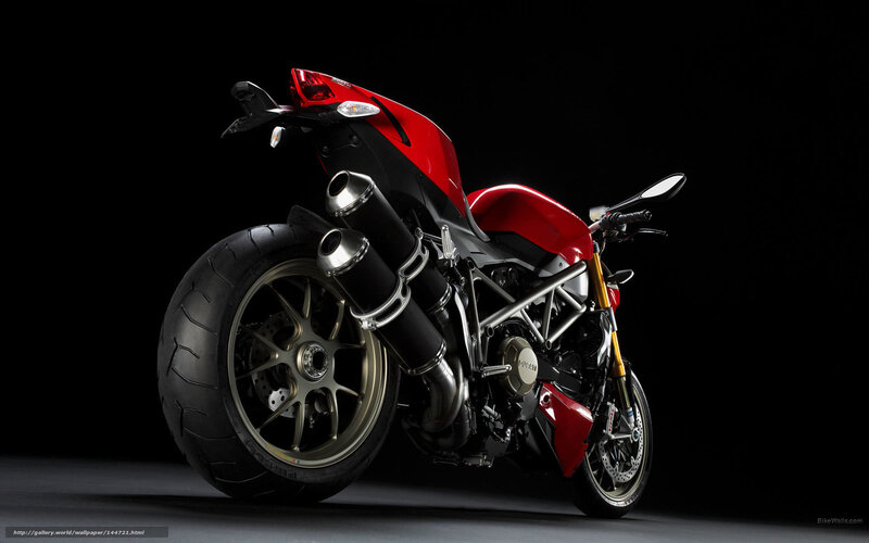 Red Sport Motorcycle — Dramatic, Photograph, Exhaust Pipes, Rear Wheel
