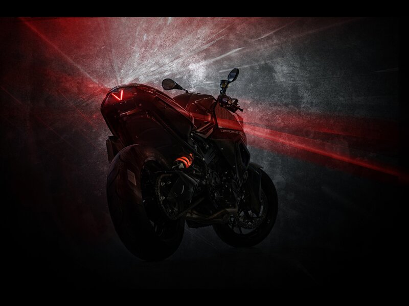 Red Sport Motorcycle — Dramatic, Photograph, Tail Light