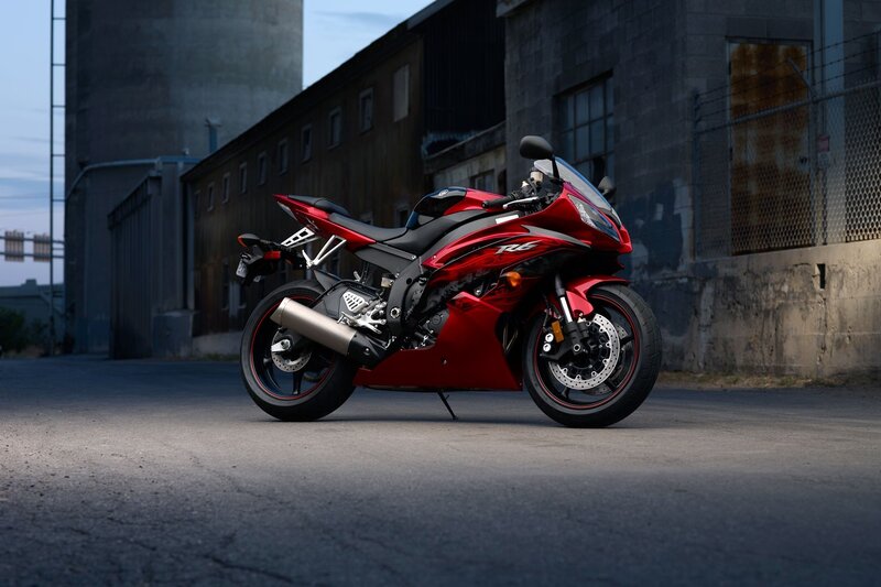 Red Sport Motorcycle — Dramatic, Sunset, Photograph, Building
