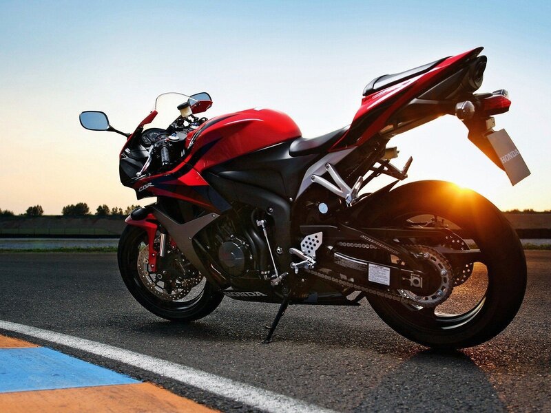Red Sport Motorcycle — Dramatic, Sunset, Photograph, Track