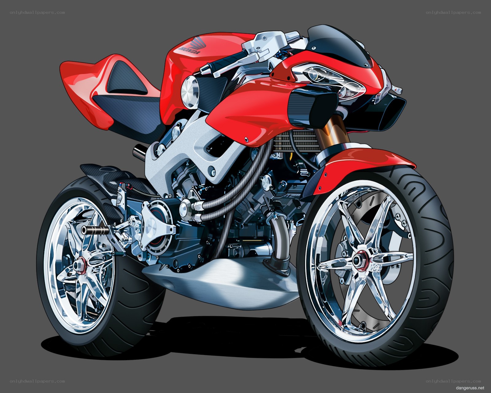 Red sport motorcycle illustration