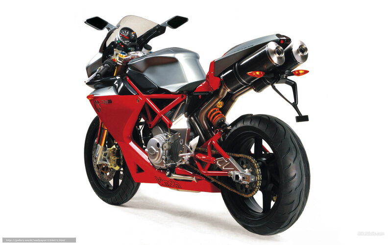 Red Sport Motorcycle — Neutral, Photograph, Exhaust Pipes