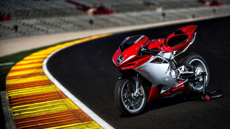red sport motorcycle on racetrack