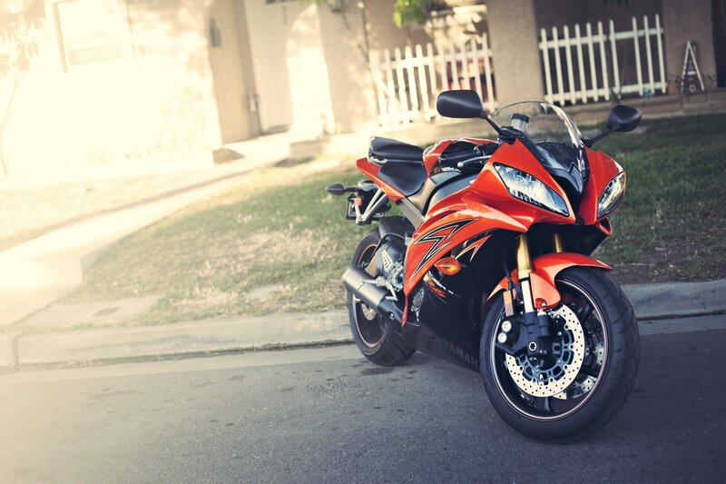 red sport motorcycle on street