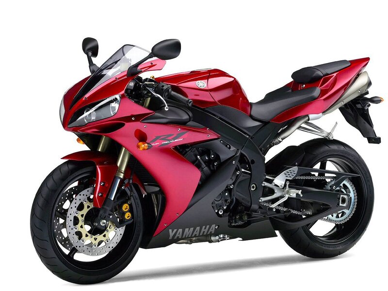 Red Sport Motorcycle — Photograph, Black