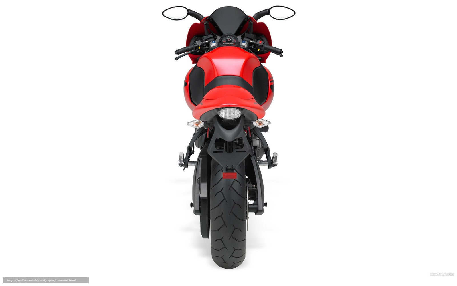 red sport motorcycle rear view