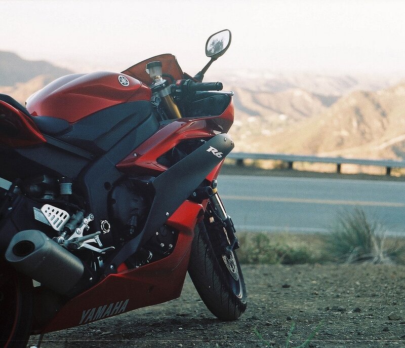 Red Sport Motorcycle — Serene, Sunset