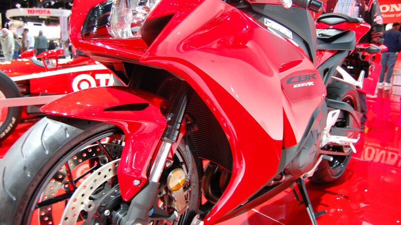 Red Sport Motorcycle — Showroom