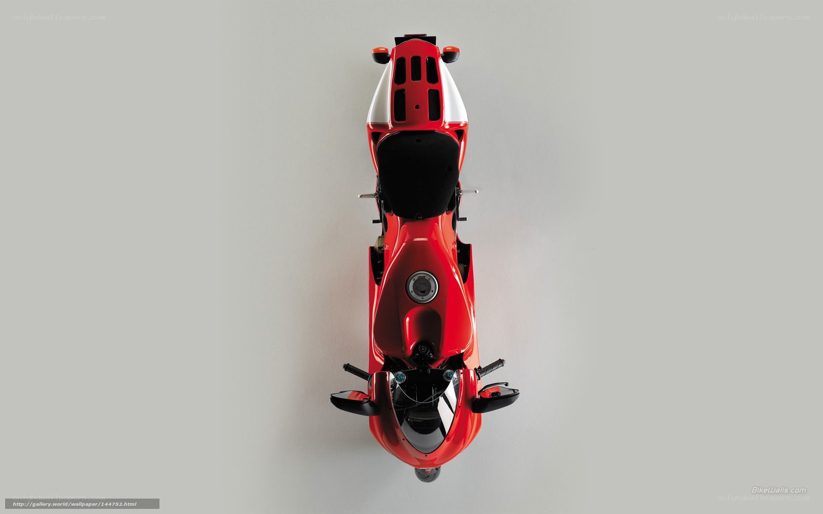 red sport motorcycle top view