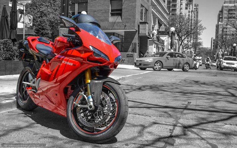Red Sport Motorcycle — Urban, Afternoon
