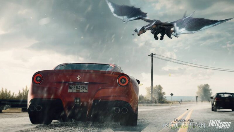 Red Sports Car and Dragon