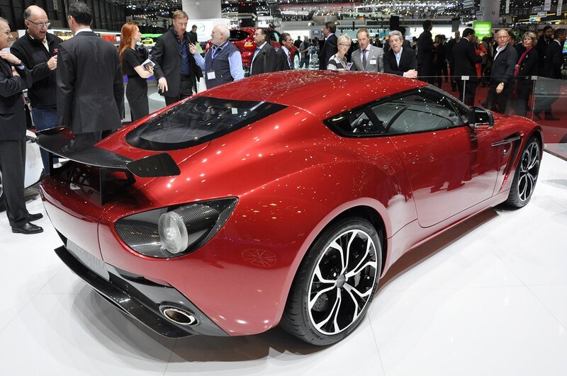 Red sports car at auto show