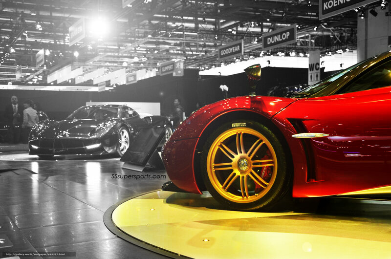 Red sports car at auto show