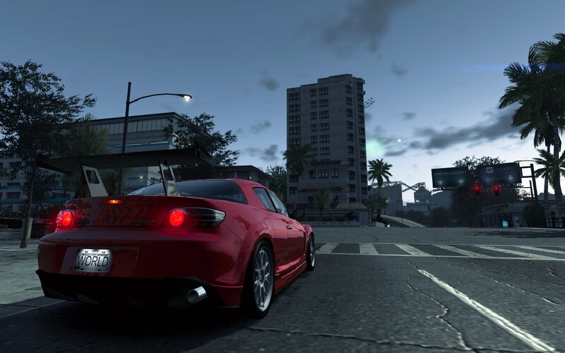 Red Sports Car at Intersection
