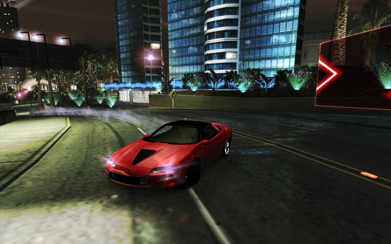 Red sports car at night