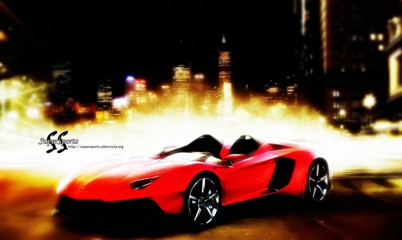 Red sports car at night