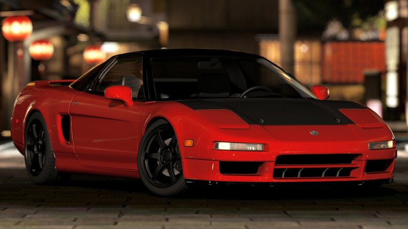 Red sports car at night
