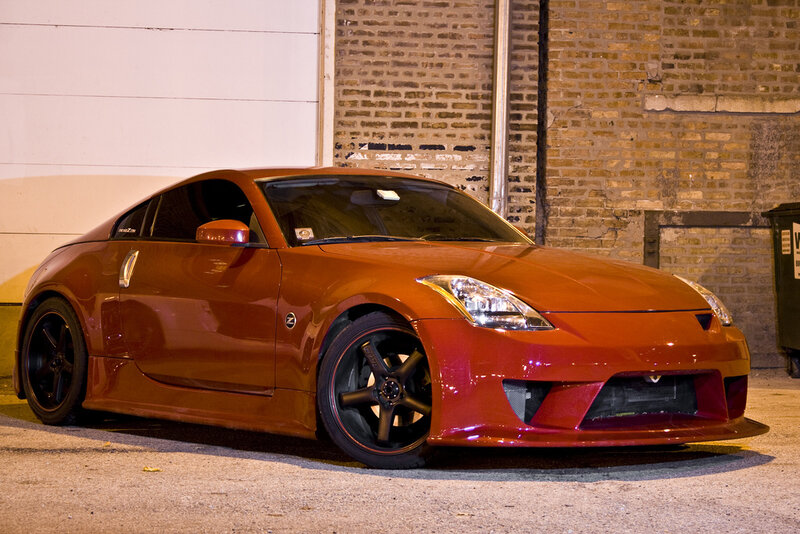 red sports car at night