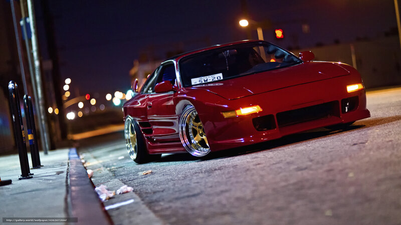 Red Sports Car at Night — Dramatic, Photograph, Street