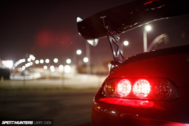 Red Sports Car at Night — Dramatic, Photograph, Taillights