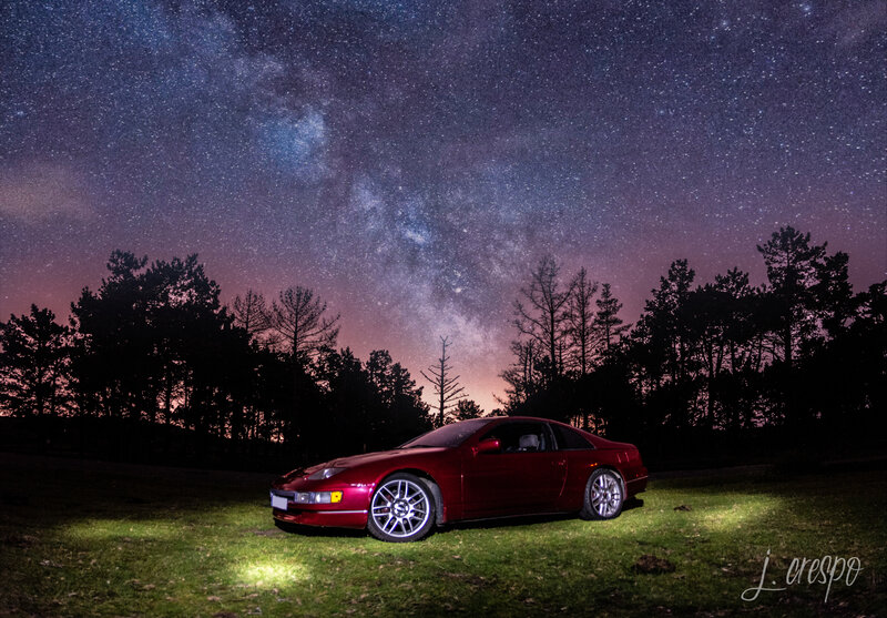 Red Sports Car at Night — Serene, Photograph