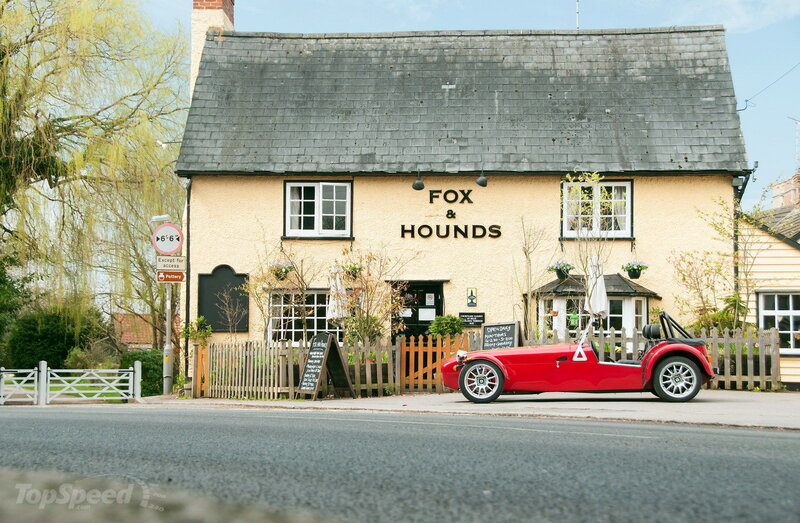 Red Sports Car at Pub