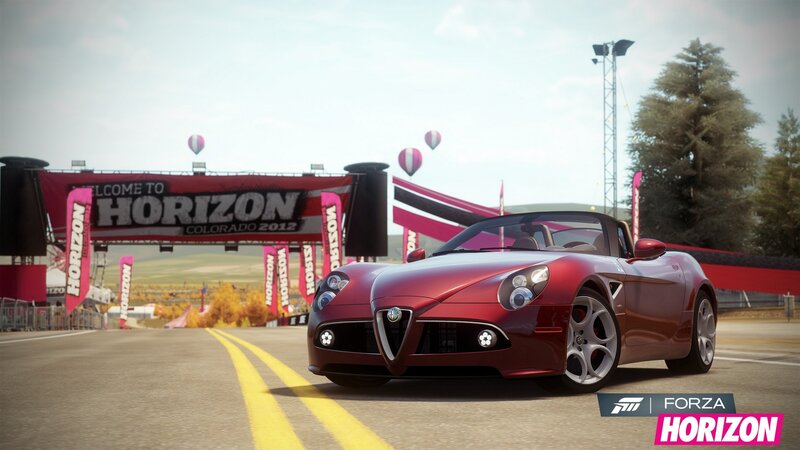 Red sports car at race start