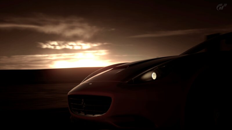 Red Sports Car — Black, Dramatic, Sunset