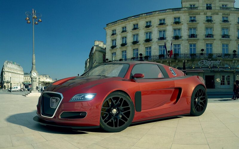 Red Sports Car — Bright